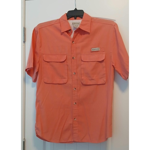 Realtree Other - Realtree Mens Short Sleeve Fishing Shirt Coral Orange Mesh Vented Size M